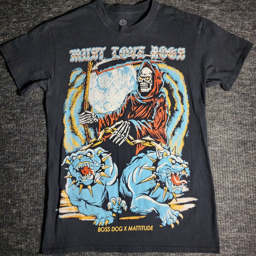 Boss Dog x Mattitude Must Love Dogs Reaper Graphic T-Shirt Black Medium (D11-1)